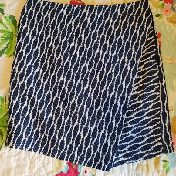 LOFT Dresses & Skirts - LOFT asymmetrical blue and white skirt